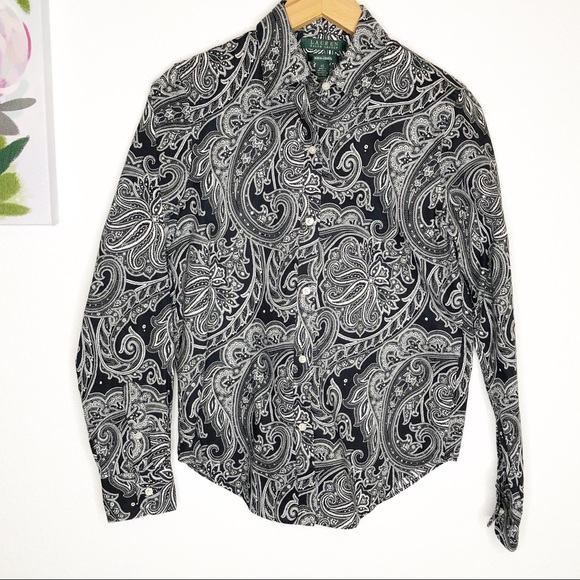 Ralph Lauren Tops - Ralph Lauren | Black & White Button Down Shirt XS
